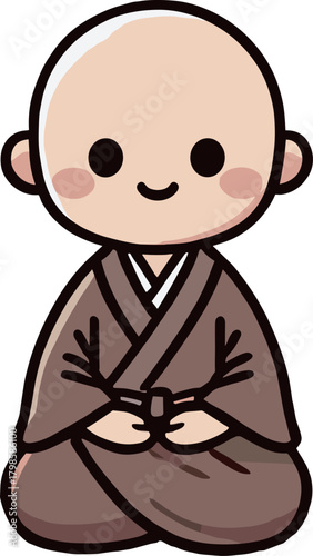 お寺のお坊さんのイラスト