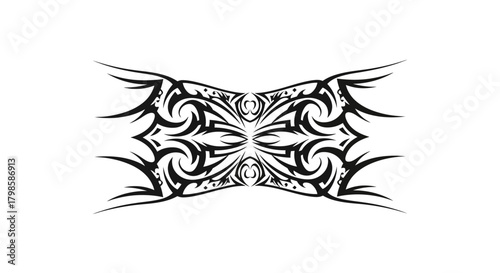 Intricate tribal tattoo design showcasing symmetry and artistic curves with cultural roots