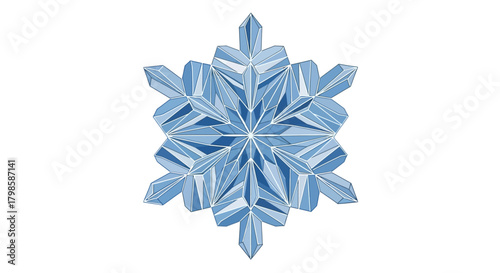 Symmetrical ice crystal illustration evokes winter and frosty season, an artistic creation