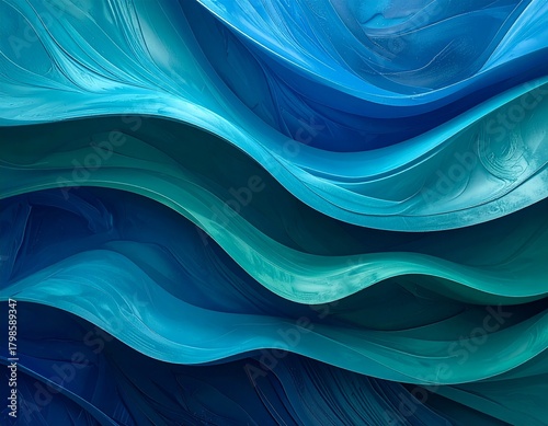 青緑の波模様テクスチャ、滑らかで自然