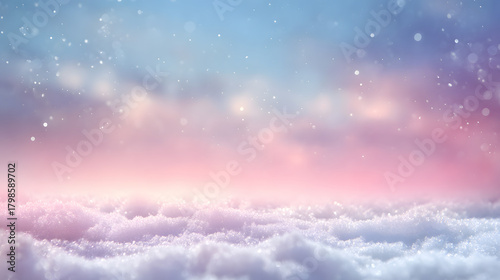 Dreamy Christmas Background with Soft Clouds and Snowflakes in Pastel Colors for Holiday Promotions