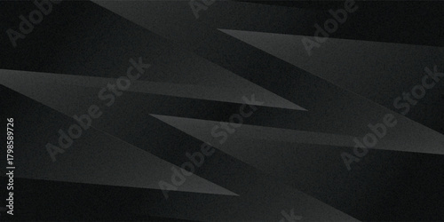Modern black white abstract background. Minimal. Gradient. Dark grey banner with geometric shapes, lines, stripes, triangles. Design. Futuristic. Cut paper or metal effect.vector eps10