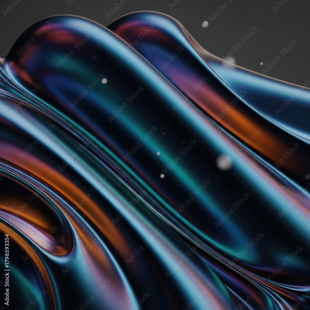 Fototapeta premium Abstract Iridescent Metallic Waves