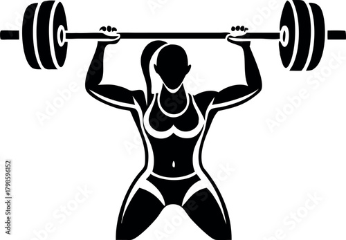 woman lifting weights .
