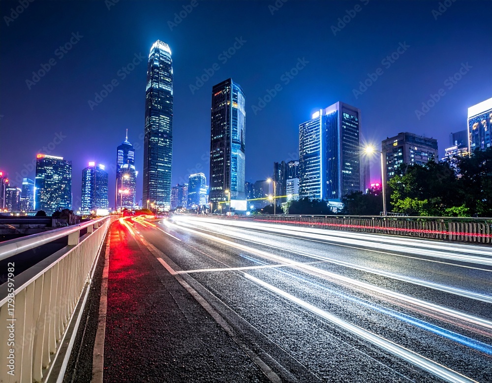 Fototapeta premium 高層ビル街の夜景