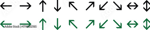 A collection of directional arrow icons in black and green