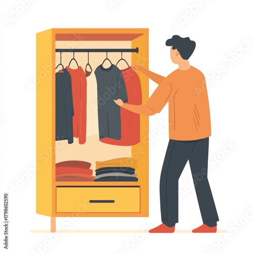 Man selecting clothes from his wardrobe