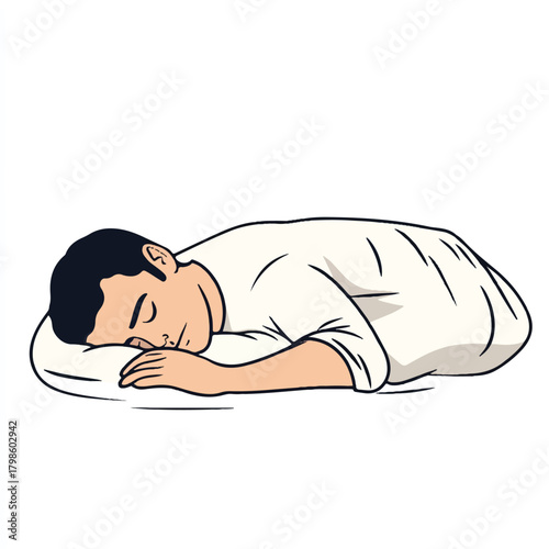 Man sleeping peacefully on a pillow 