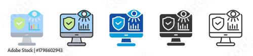 security monitoring icon set multi style various collection