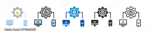device security icon set multi style various collection