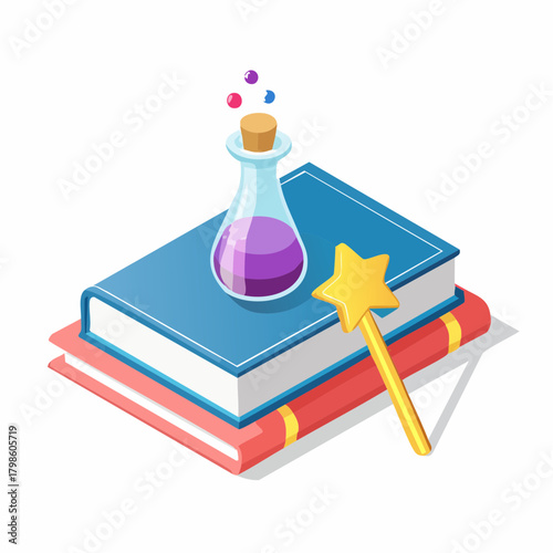 Vector Fantasy Magic Item Icons Set Including Magic Books, Magic Wands, Spell Scrolls, Enchanted Crystals, Potions, Arcane Symbols, Wizard Tools, Mystical Equipment for RPG and Fantasy Game UI Resourc