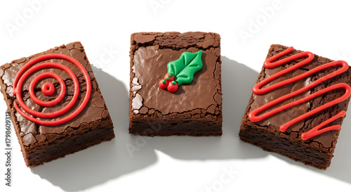 Christmas decorated chocolate brownies