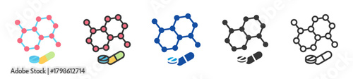 molecular therapy icon set multi style various collection