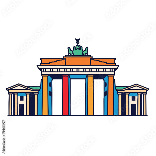 2D icon of Berlin featuring a simplified Brandenburg Gate