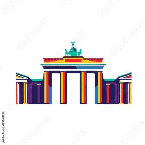 2D icon of Berlin featuring a simplified Brandenburg Gate