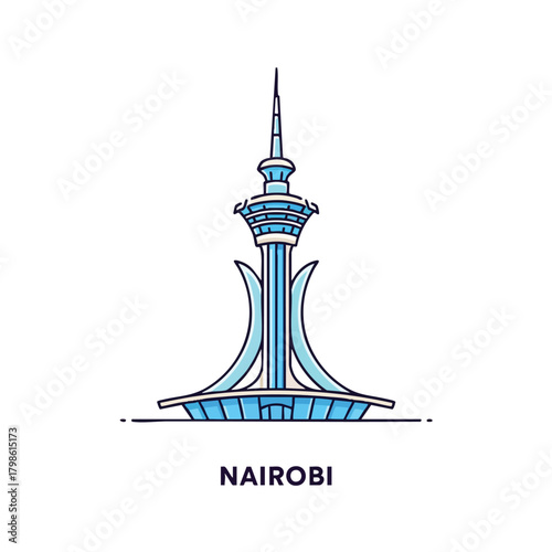 2D icon of Nairobi showing a stylized Kenyatta International Conference Centre tower 