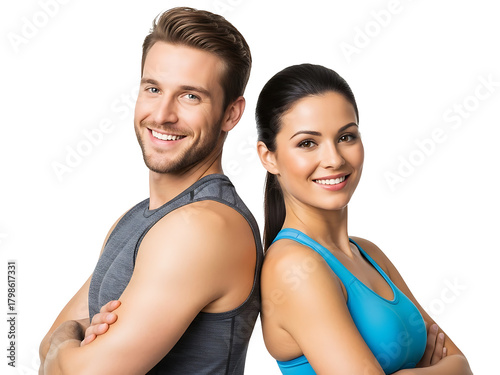 Fitness Couple Smiling Fit Athletic Happy Healthy Lifestyle Gym Training Workout