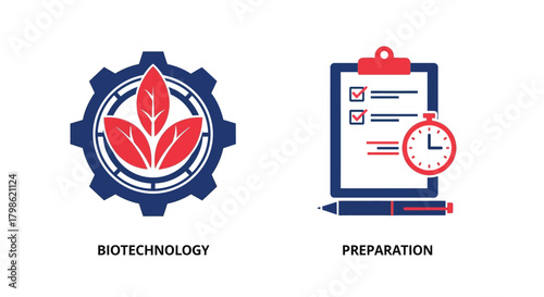 Vector illustration of biotechnology and preparation icons