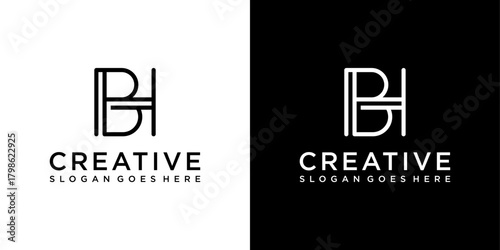 BH or HB initial letter logo design vector