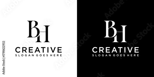 BH or HB initial letter logo design vector