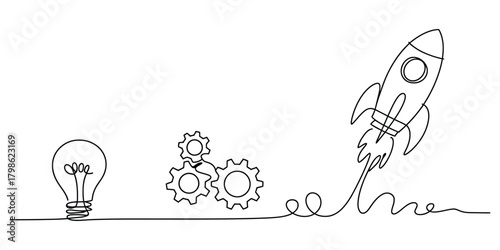 Innovation: idea, process, and business startup launch concept