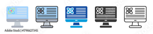 quantum simulation icon set multi style various collection