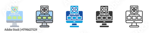 quantum parallel computing icon set multi style various collection