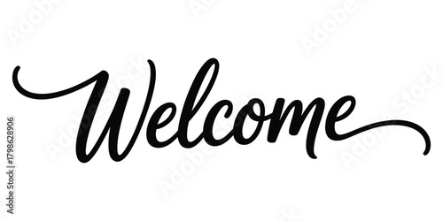 Welcome script calligraphy text elegant font design illustration