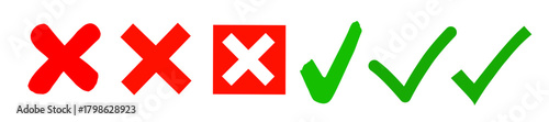 Colorful Check and Cross Symbols for Approval and Error Indicators
