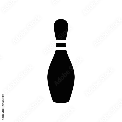 A simple black silhouette icon of a single bowling pin isolated on a white background.