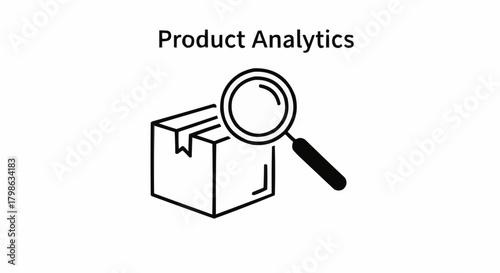 Product Analytics - Magnifying Glass Examining a Box for Insights.