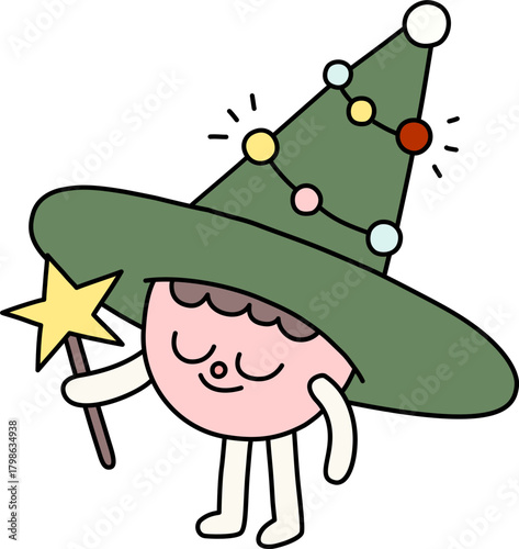 파스텔톤 크리스마스 일러스트_겨울이야기_트리모자 요정