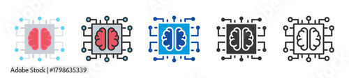 machine learning icon set multi style various collection