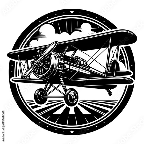 retro biplane with a vintage design vector image illustration