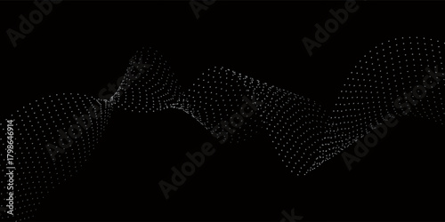 Black vector wavy lines flowing smooth curve gray isolated on transparent background in concept of technology, science, music, modern texture
