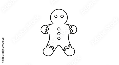 Gingerbread man outline isolated on for christmas holiday, winter season, dessert, food, and sweet treat themes in vector format