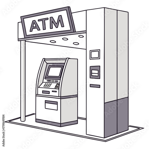 Illustration of an automated teller machine isolated on