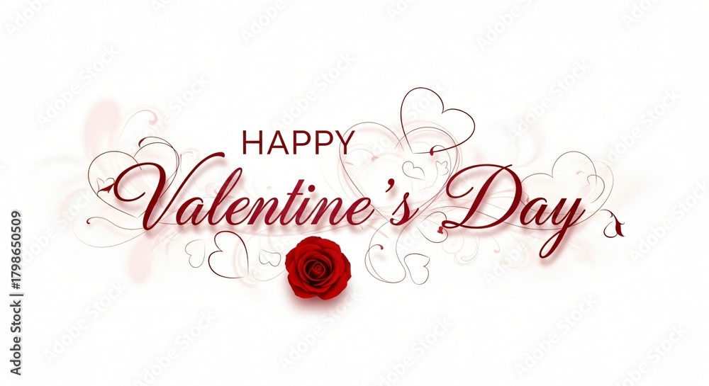 Naklejka premium Happy Valentine’s Day Red Rose Hearts Love Romantic Greeting Card Background Image Design