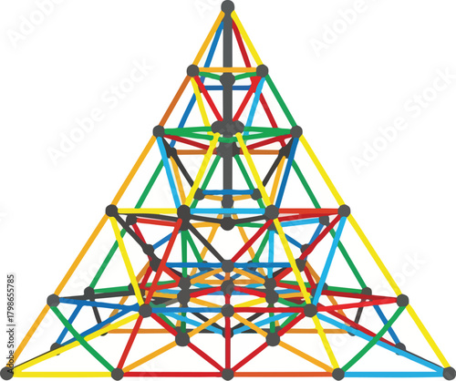 Colorful Geometric STEM Toy Structure Abstract Network Building Blocks Concept