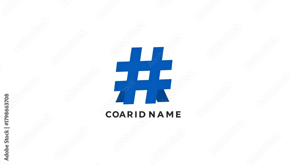 Fototapeta premium Blue hashtag symbol on white background. (1)