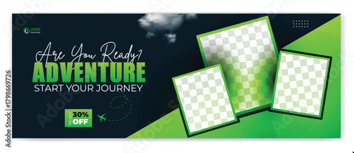 Travel holiday vacation Facebook cover and flyer design template