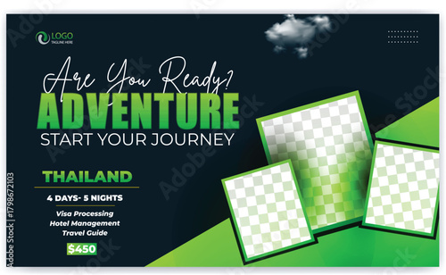 Traveling and holiday tour vacation for instant or social media post banner ads promotion template