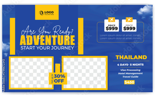 Business social media post square travel banner template