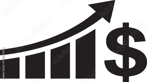 Black and white business icon vector representing professional corporate success and growth