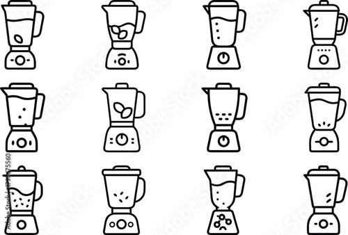 Food and Drink Line Icons Set – Bakery, Cooking, Desserts, Beverages, Seafood, Fruits, Kitchen Essentials, and Restaurant Outline Symbols for Menu Design and Branding
