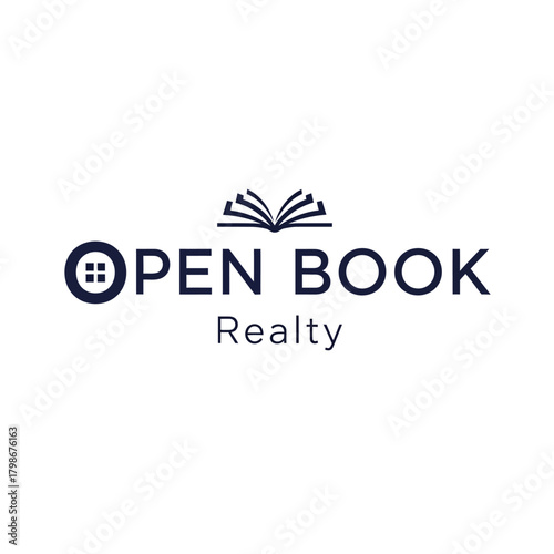 Open Book Realty Logo with House Icon and Open Book Symbol.