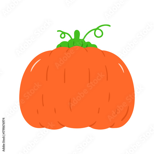 Orange Pumpkin Hand-Drawn Illustration Clipart for Halloween & Fall