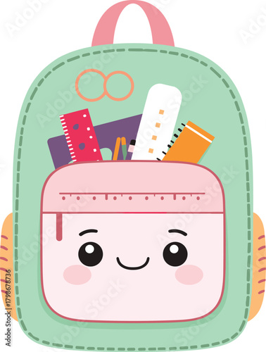 school bag with school supplies