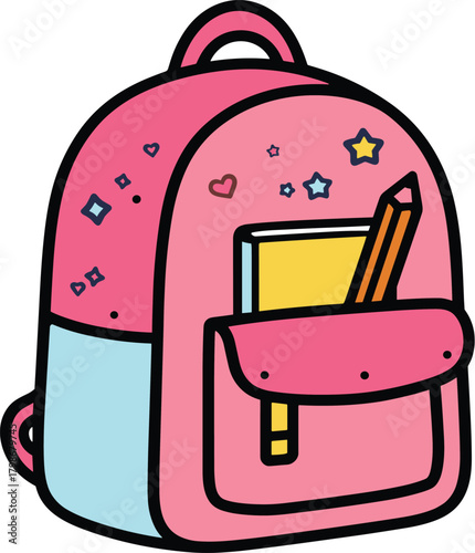 school bag with school supplies