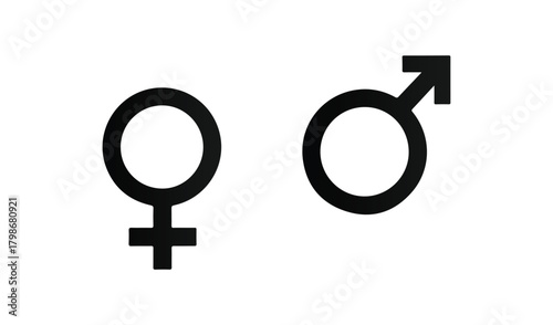 Simple black symbols representing female and male gender on a white background
